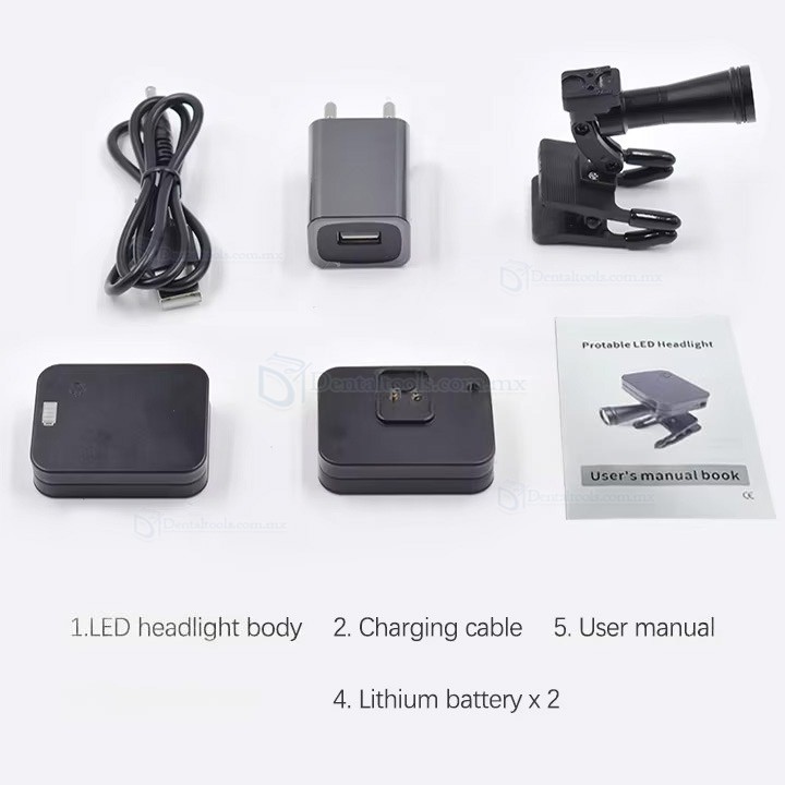 L&aacute;mpara LED dental de clip de 5W con 2 bater&iacute;as magn&eacute;ticas y hasta 60000lux